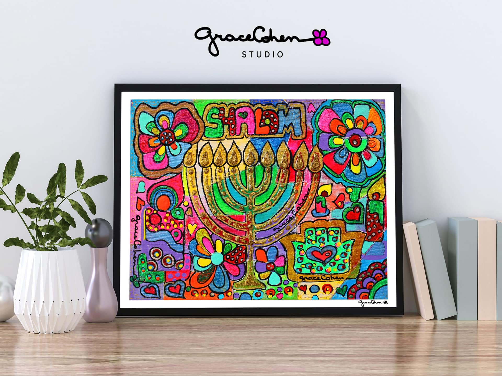 Hanukkah Hues || Jewish Home Blessing Wall Art || Hebrew Wall Art ...