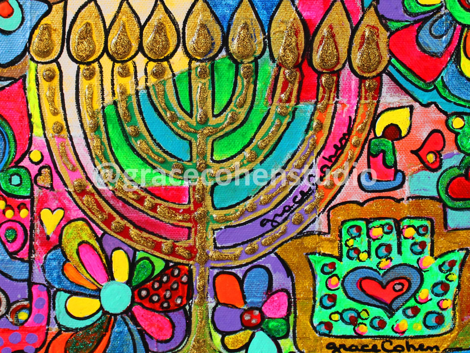 Hanukkah Hues || Jewish Home Blessing Wall Art || Hebrew Wall Art ...